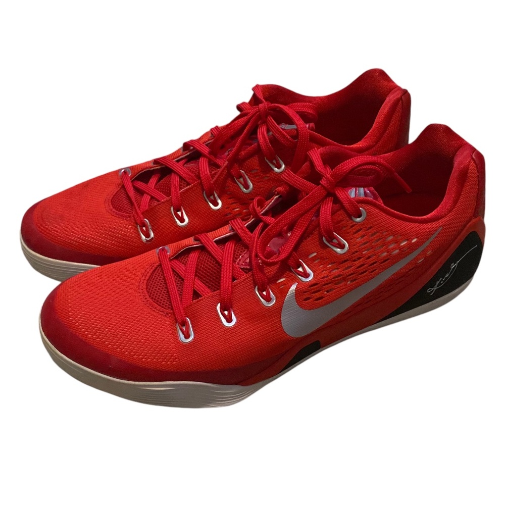 Nike Kobe IX 9 EM TB Univ Red White Metallic Silver 685776-602 Mens Size 13